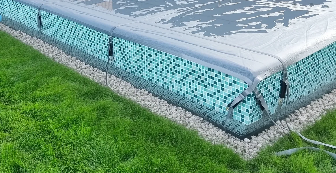 Покрывало для бассейна под снегом — защита зимой в Апатитах